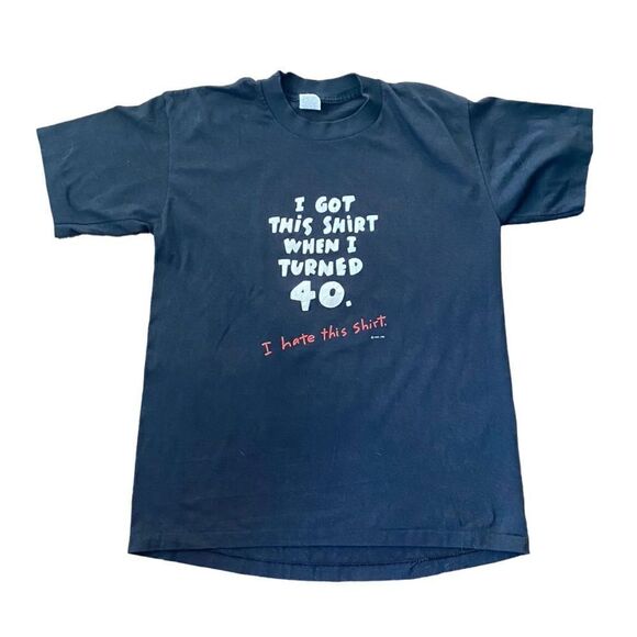 Vintage 40th Bday Shirt Black Large Single Stitch - Picture 1 of 5